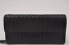 Authentic BOTTEGA VENETA Intrecciato Leather Long Wallet Purse Black 8137I