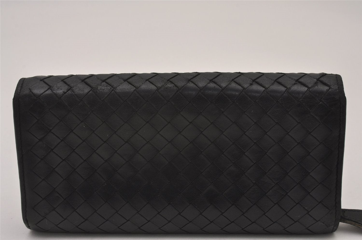 Authentic BOTTEGA VENETA Intrecciato Leather Long Wallet Purse Black 8137I