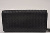 Authentic BOTTEGA VENETA Intrecciato Leather Long Wallet Purse Black 8137I