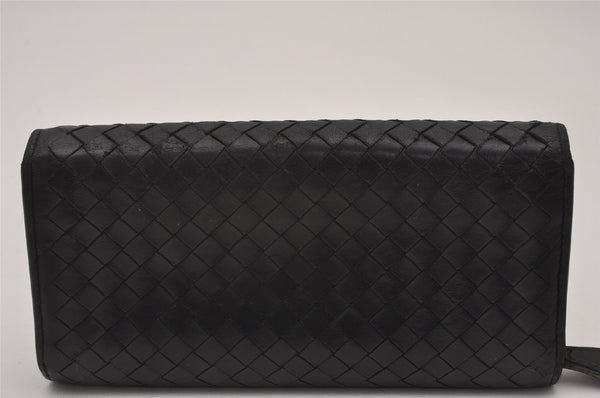 Authentic BOTTEGA VENETA Intrecciato Leather Long Wallet Purse Black 8137I