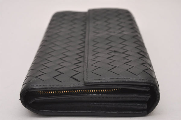 Authentic BOTTEGA VENETA Intrecciato Leather Long Wallet Purse Black 8137I