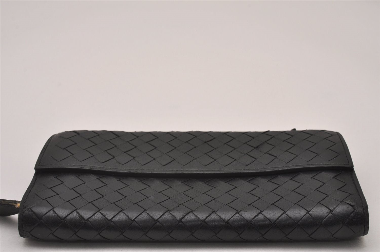 Authentic BOTTEGA VENETA Intrecciato Leather Long Wallet Purse Black 8137I