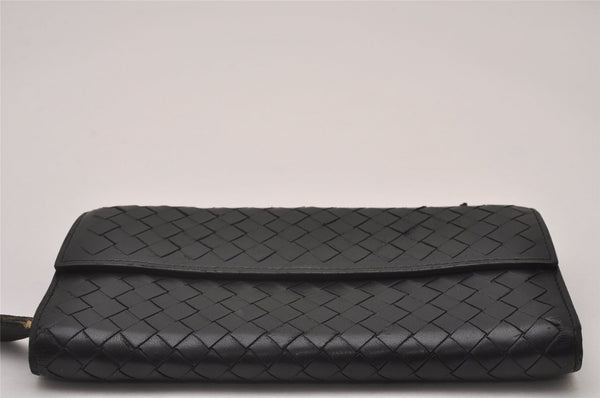 Authentic BOTTEGA VENETA Intrecciato Leather Long Wallet Purse Black 8137I