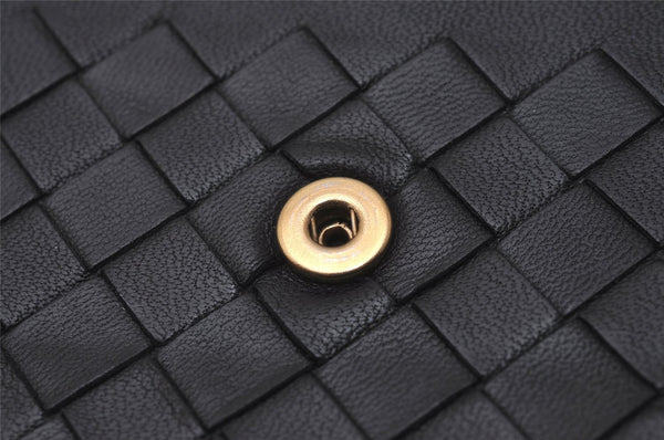 Authentic BOTTEGA VENETA Intrecciato Leather Long Wallet Purse Black 8137I