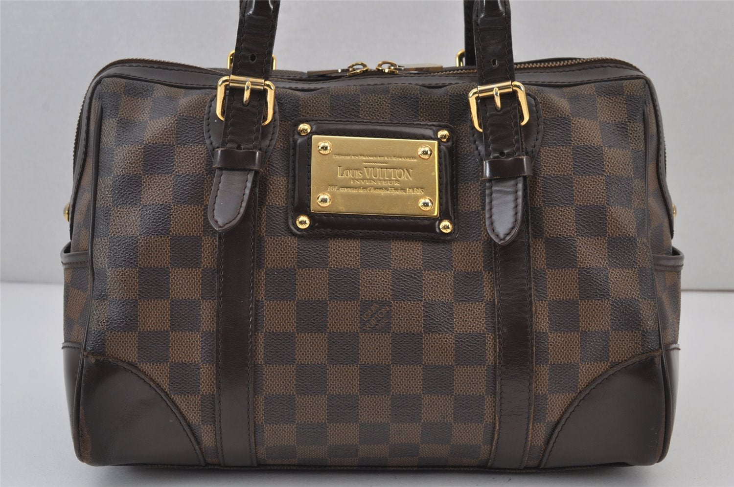 Authentic Louis Vuitton Damier Berkeley Hand Boston Bag Purse N52000 LV 8137J