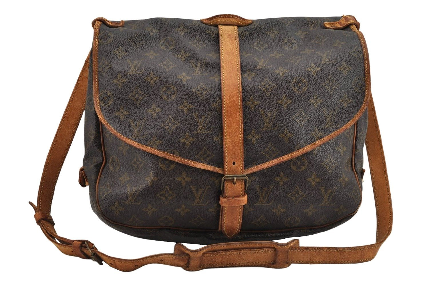 Authentic Louis Vuitton Monogram Saumur 35 Shoulder Cross Bag M42254 LV 8138J