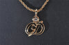 Auth Christian Dior Gold Tone Rhinestone Chain Pendant Necklace CD Box 8139I