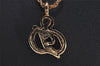 Auth Christian Dior Gold Tone Rhinestone Chain Pendant Necklace CD Box 8139I