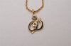 Auth Christian Dior Gold Tone Rhinestone Chain Pendant Necklace CD Box 8139I