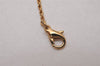 Auth Christian Dior Gold Tone Rhinestone Chain Pendant Necklace CD Box 8139I