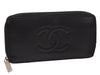 Authentic CHANEL Caviar Skin Vintage CC Logo Long Wallet Purse Black Junk 8140I