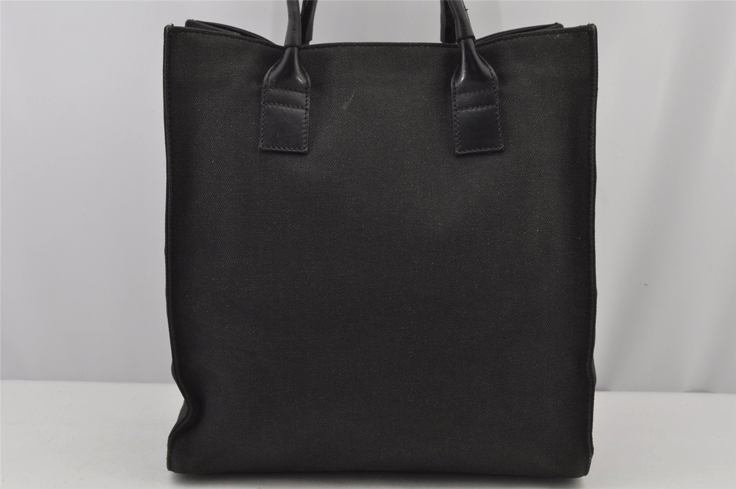 Authentic GUCCI Vintage Shoulder Tote Bag Canvas Leather 91249 Black 8140J