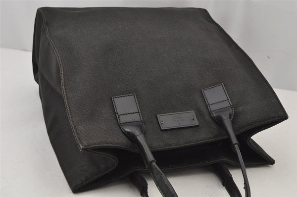 Authentic GUCCI Vintage Shoulder Tote Bag Canvas Leather 91249 Black 8140J