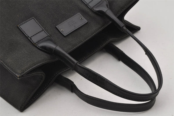 Authentic GUCCI Vintage Shoulder Tote Bag Canvas Leather 91249 Black 8140J