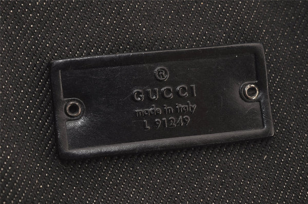 Authentic GUCCI Vintage Shoulder Tote Bag Canvas Leather 91249 Black 8140J