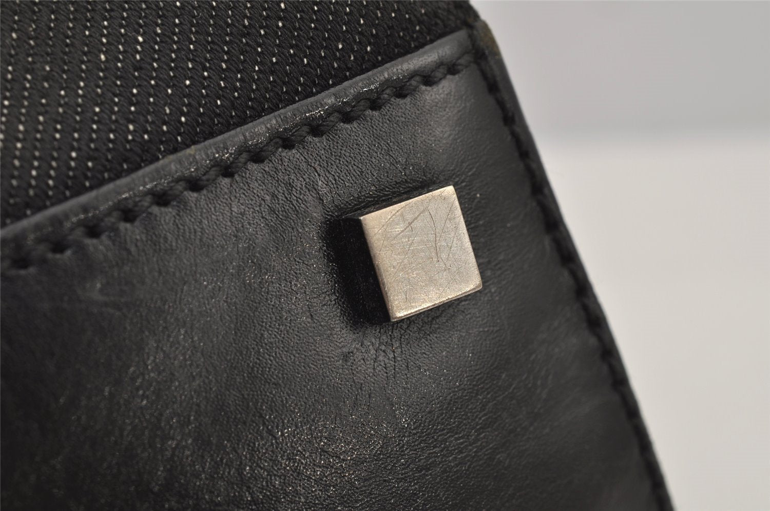 Authentic GUCCI Vintage Shoulder Tote Bag Canvas Leather 91249 Black 8140J