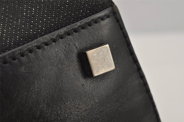 Authentic GUCCI Vintage Shoulder Tote Bag Canvas Leather 91249 Black 8140J