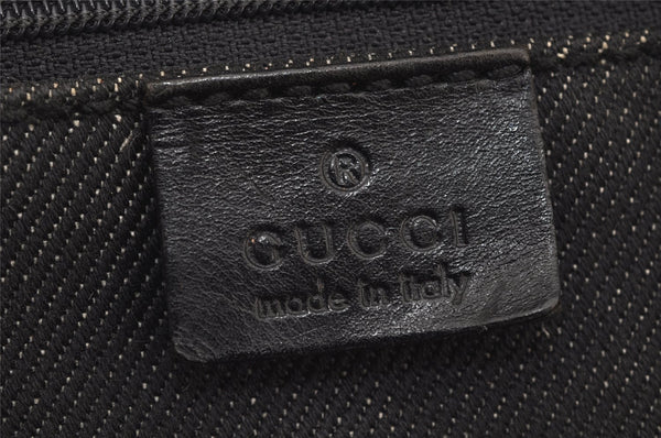 Authentic GUCCI Vintage Shoulder Tote Bag Canvas Leather 91249 Black 8140J