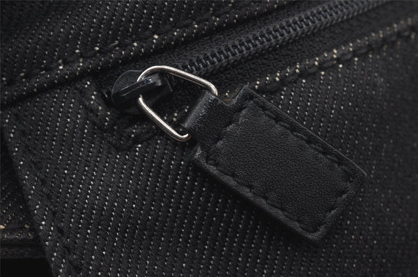 Authentic GUCCI Vintage Shoulder Tote Bag Canvas Leather 91249 Black 8140J