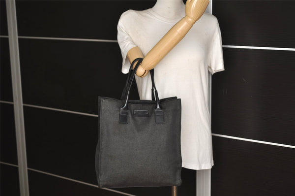 Authentic GUCCI Vintage Shoulder Tote Bag Canvas Leather 91249 Black 8140J