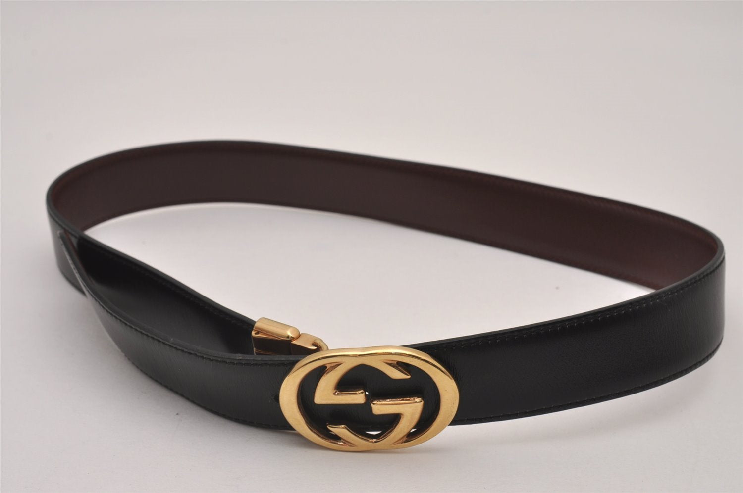 Authentic GUCCI Interlocking G Belt Reversible Leather 25.2-27.2