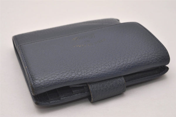 Authentic GUCCI Swing Vintage Bifold Wallet Purse Leather 368233 Blue 8143I
