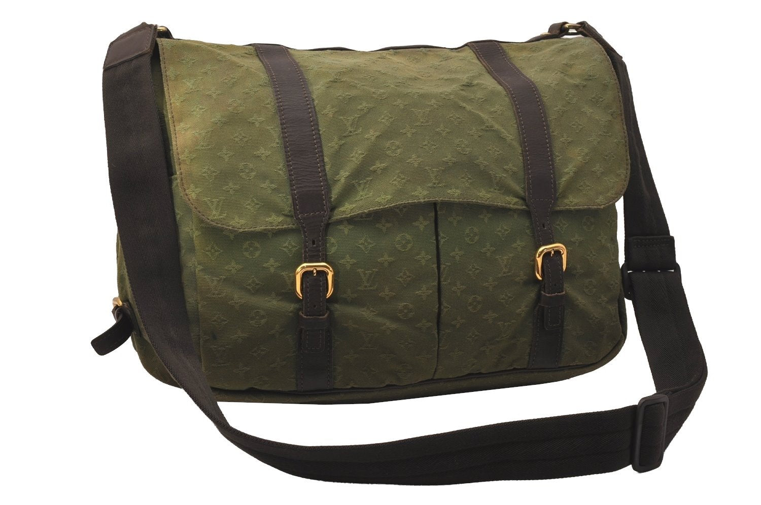 Auth Louis Vuitton Monogram Mini Sac Maman Shoulder Cross Bag M42351 Green 8144J