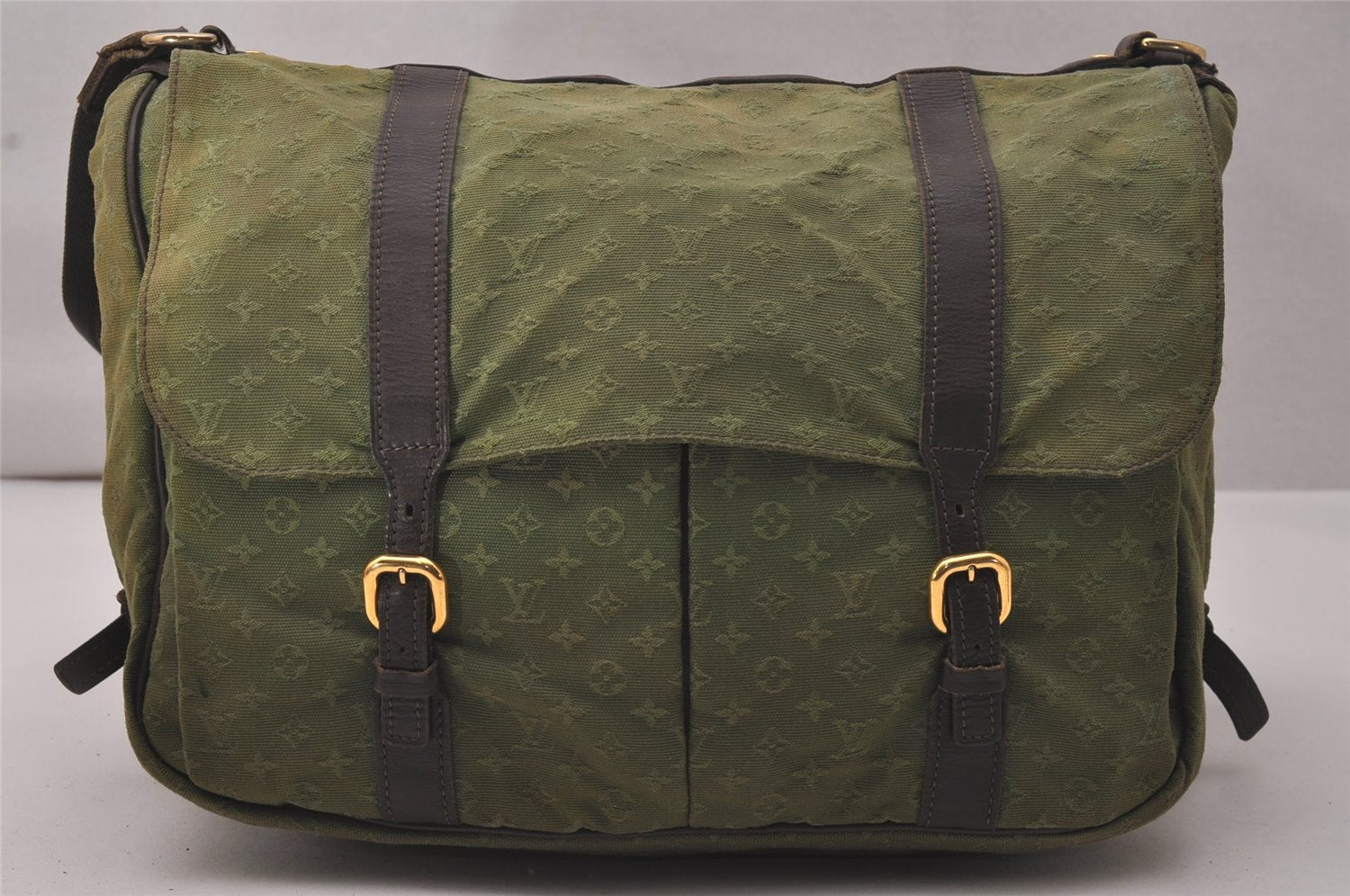Auth Louis Vuitton Monogram Mini Sac Maman Shoulder Cross Bag M42351 Green 8144J