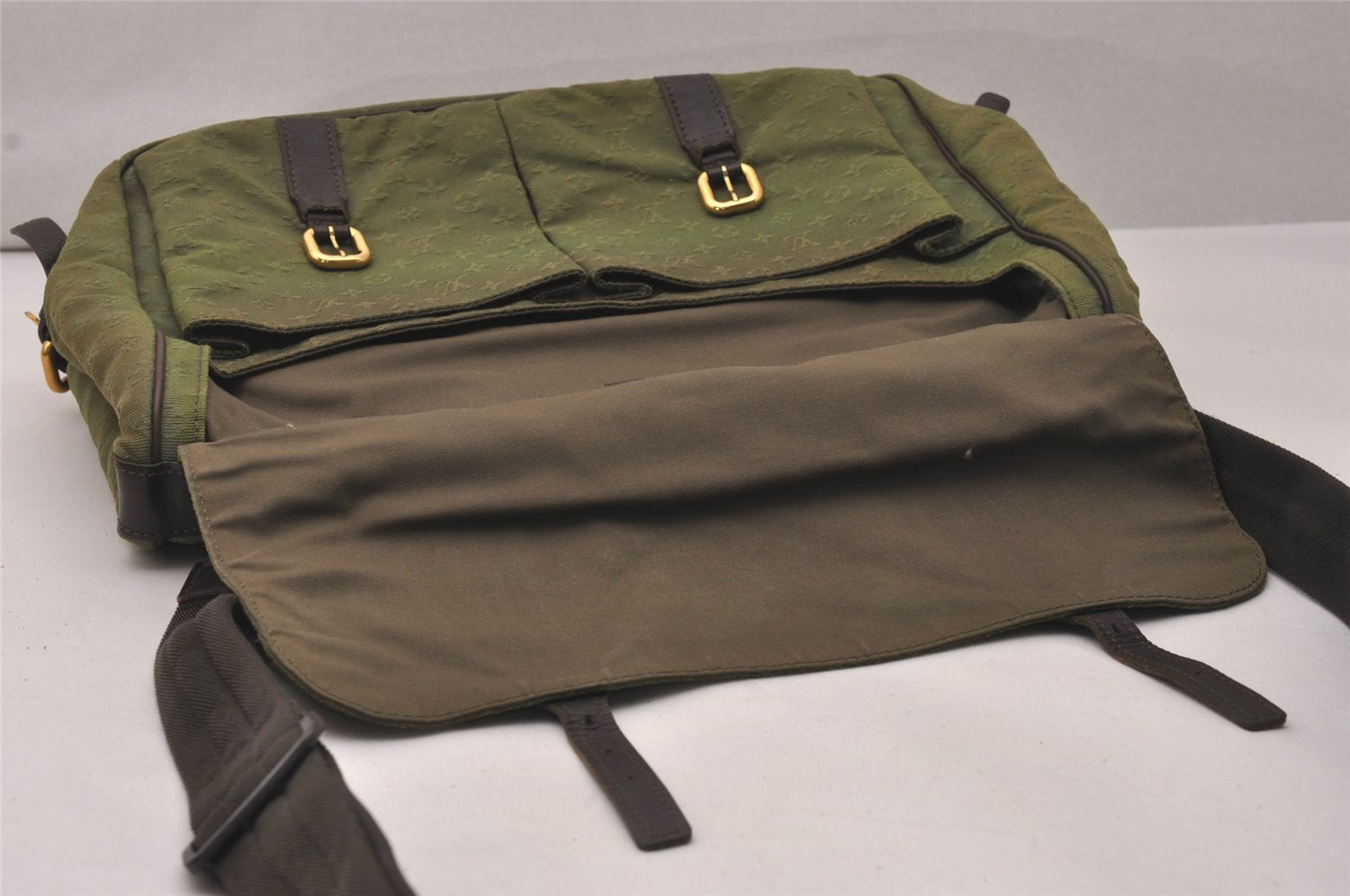 Auth Louis Vuitton Monogram Mini Sac Maman Shoulder Cross Bag M42351 Green 8144J