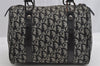 Authentic Christian Dior Trotter Hand Boston Bag Canvas Leather Black 8146I