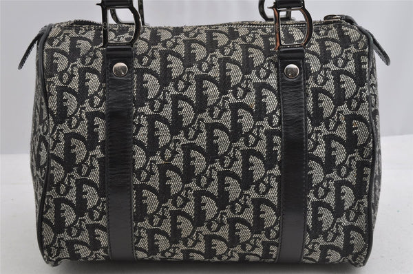 Authentic Christian Dior Trotter Hand Boston Bag Canvas Leather Black 8146I