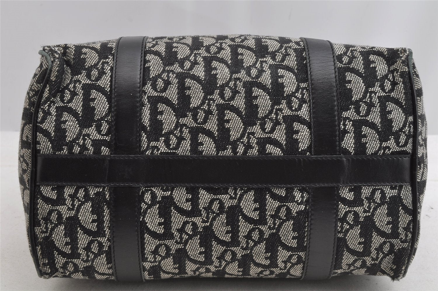 Authentic Christian Dior Trotter Hand Boston Bag Canvas Leather Black 8146I