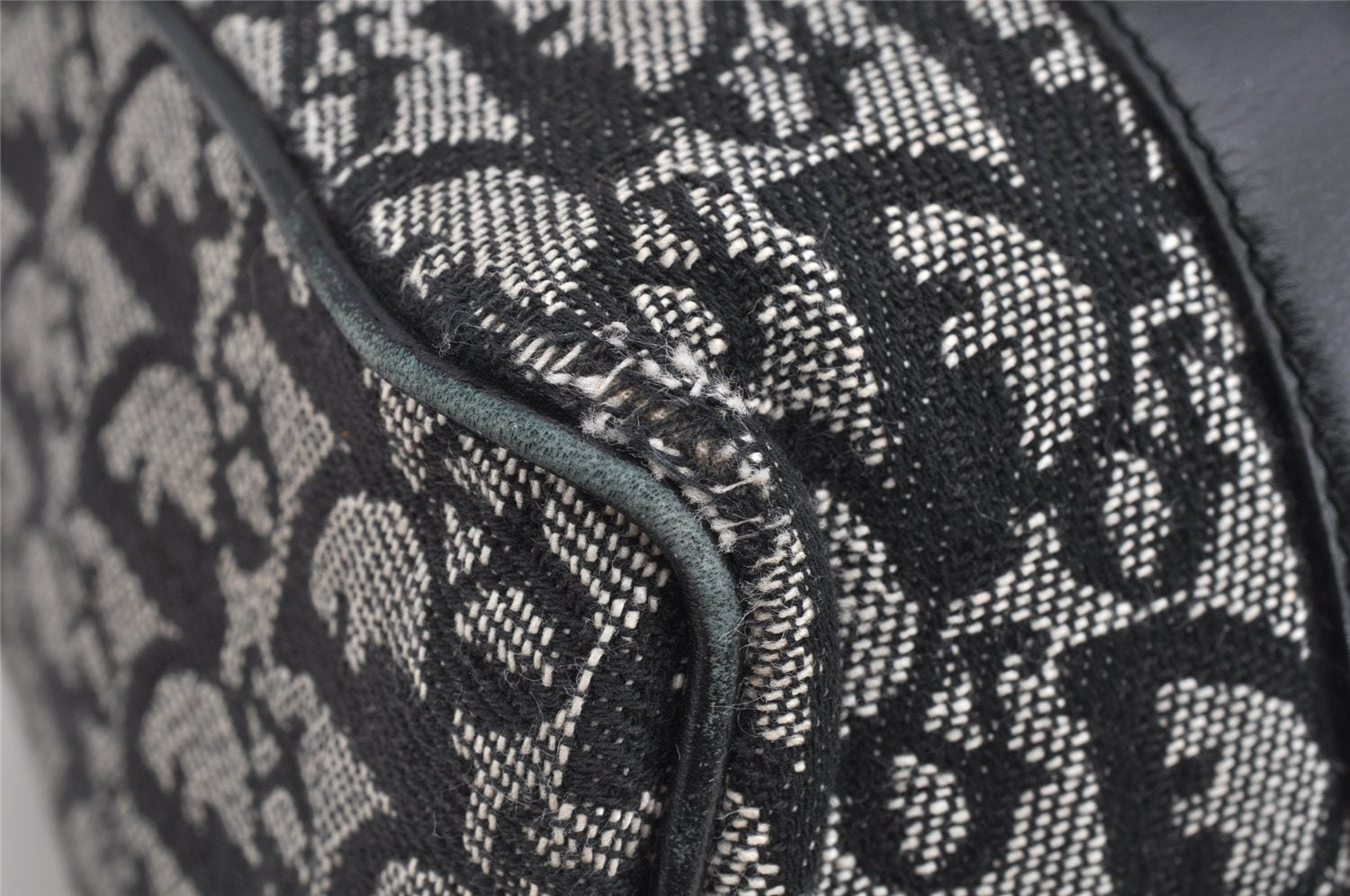 Authentic Christian Dior Trotter Hand Boston Bag Canvas Leather Black 8146I