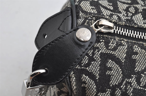 Authentic Christian Dior Trotter Hand Boston Bag Canvas Leather Black 8146I