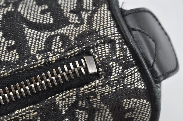 Authentic Christian Dior Trotter Hand Boston Bag Canvas Leather Black 8146I