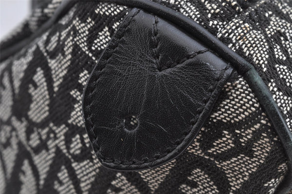 Authentic Christian Dior Trotter Hand Boston Bag Canvas Leather Black 8146I