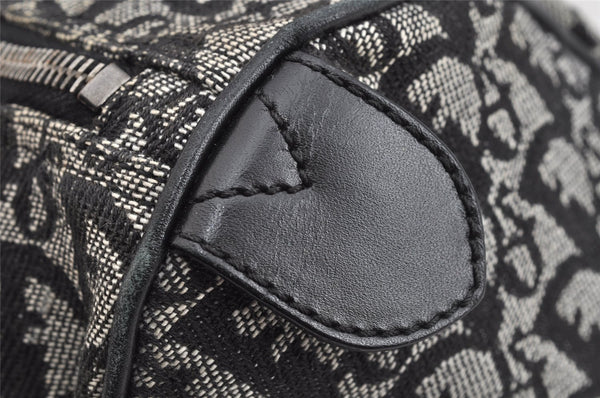 Authentic Christian Dior Trotter Hand Boston Bag Canvas Leather Black 8146I