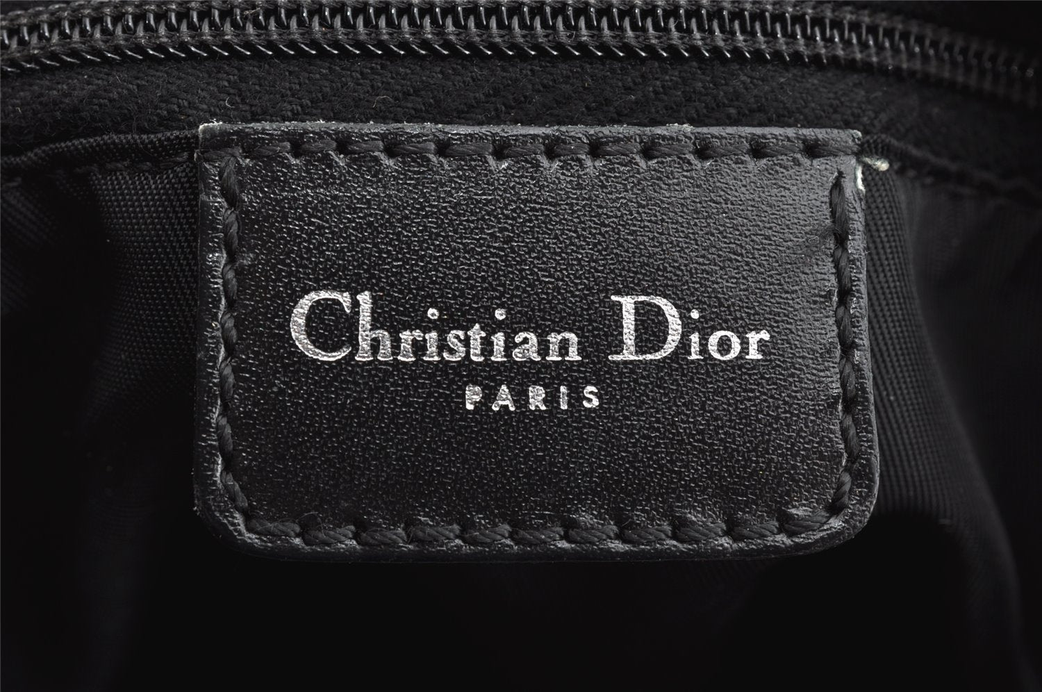 Authentic Christian Dior Trotter Hand Boston Bag Canvas Leather Black 8146I