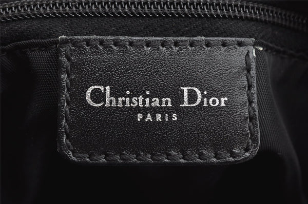 Authentic Christian Dior Trotter Hand Boston Bag Canvas Leather Black 8146I