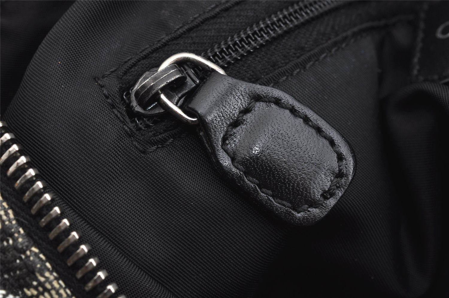 Authentic Christian Dior Trotter Hand Boston Bag Canvas Leather Black 8146I