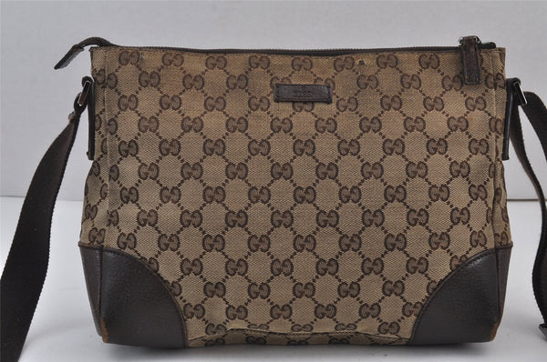 Authentic GUCCI Shoulder Cross Body Bag GG Canvas Leather 114273 Brown 8146J