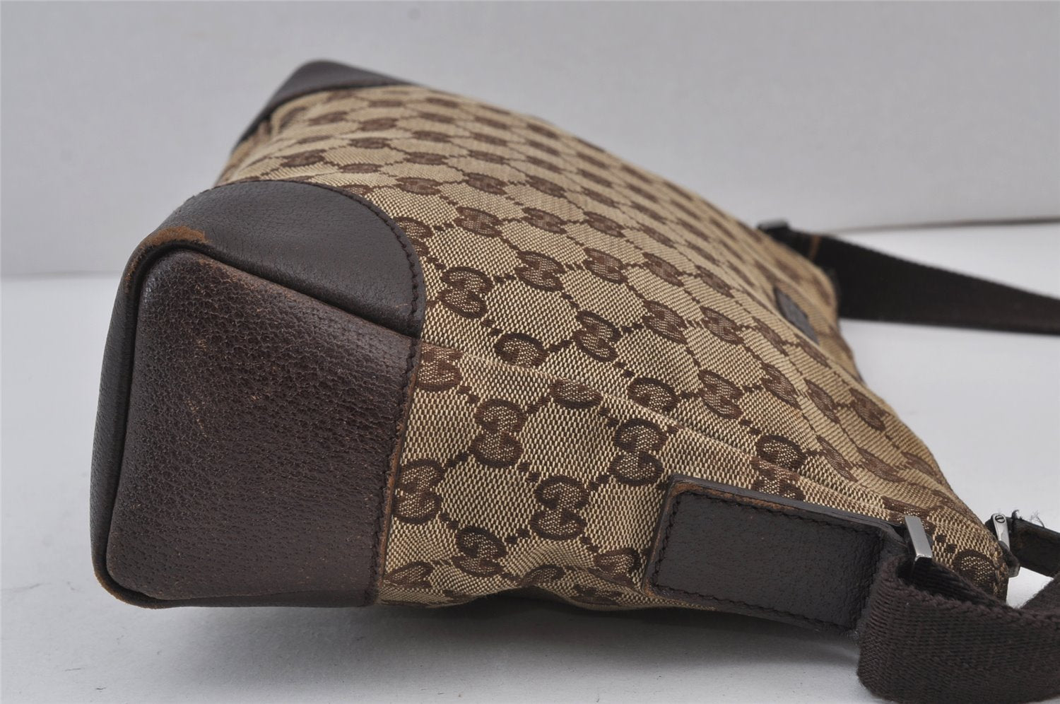 Authentic GUCCI Shoulder Cross Body Bag GG Canvas Leather 114273 Brown 8146J