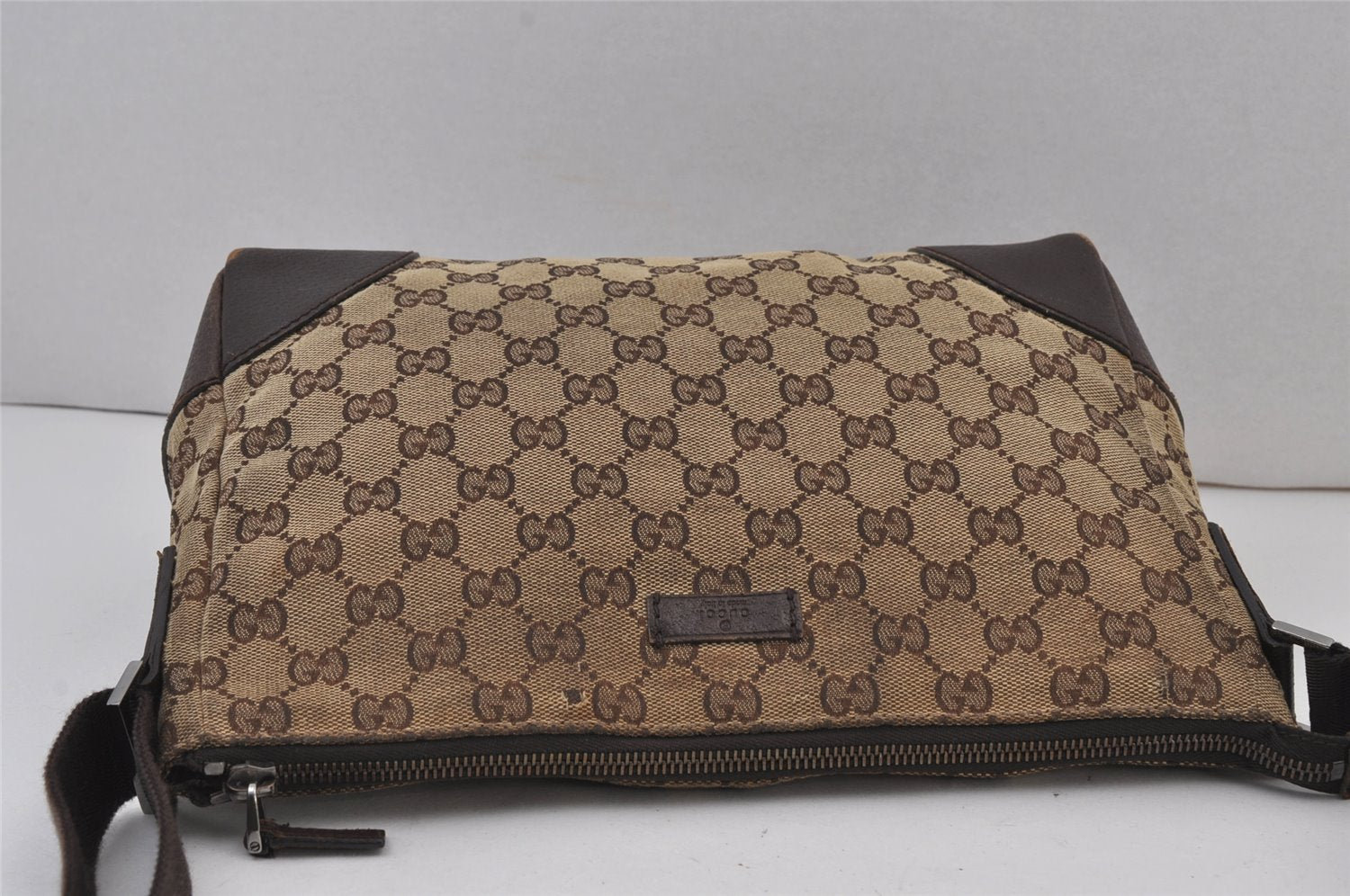 Authentic GUCCI Shoulder Cross Body Bag GG Canvas Leather 114273 Brown 8146J