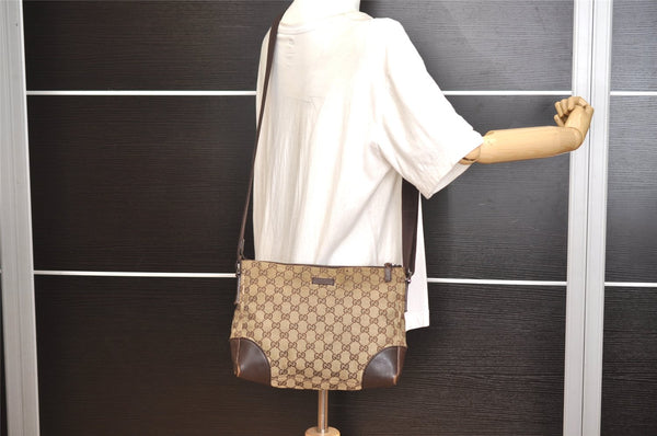 Authentic GUCCI Shoulder Cross Body Bag GG Canvas Leather 114273 Brown 8146J