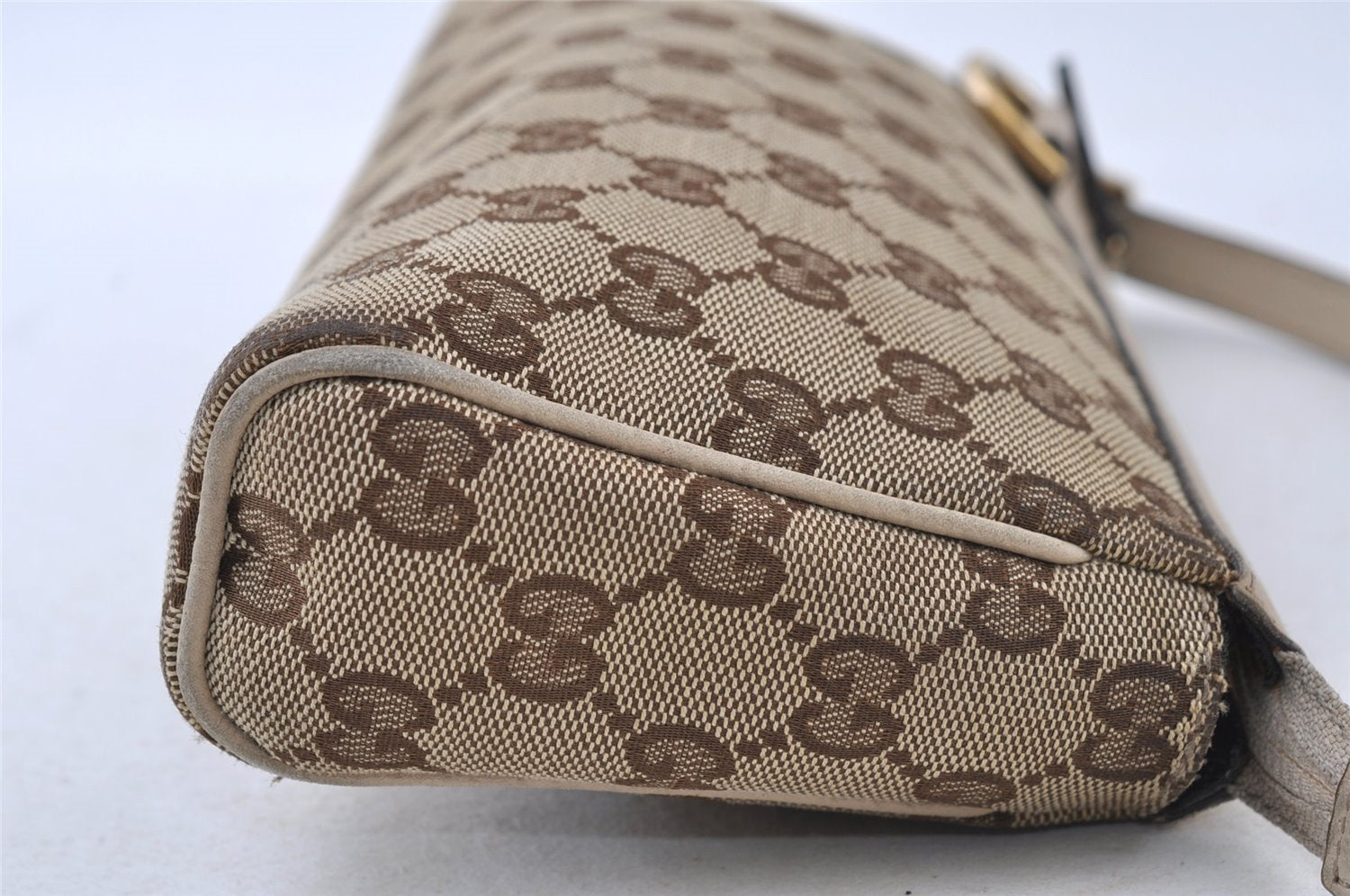 Authentic GUCCI Abbey Shoulder Hand Bag GG Canvas Leather 145750 Brown 8147I