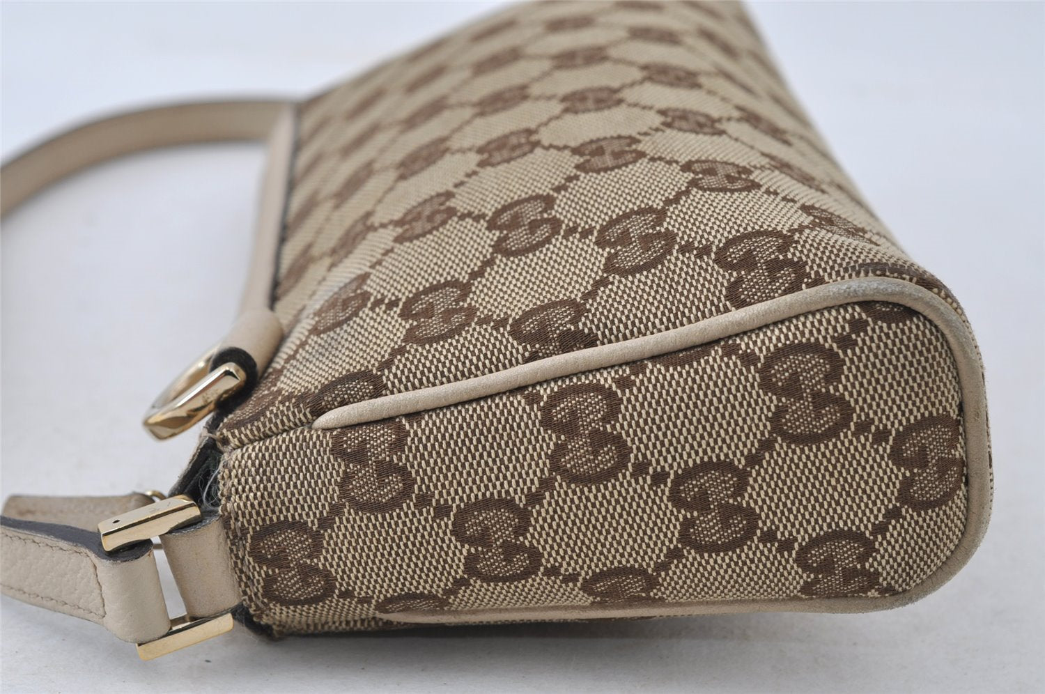 Authentic GUCCI Abbey Shoulder Hand Bag GG Canvas Leather 145750 Brown 8147I