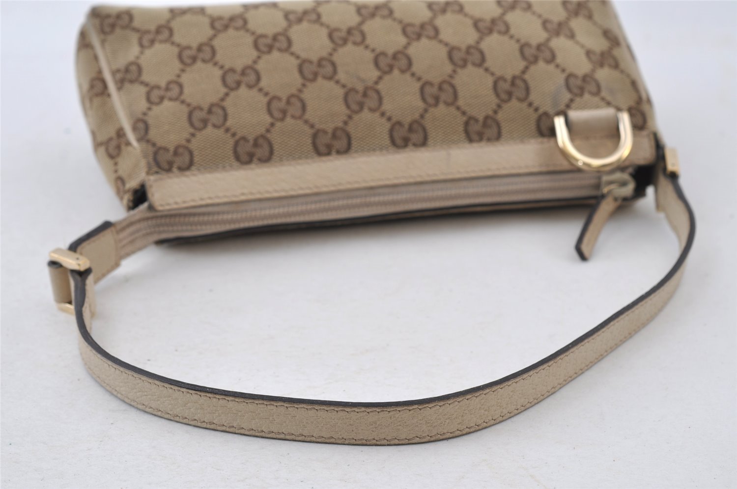 Authentic GUCCI Abbey Shoulder Hand Bag GG Canvas Leather 145750 Brown 8147I