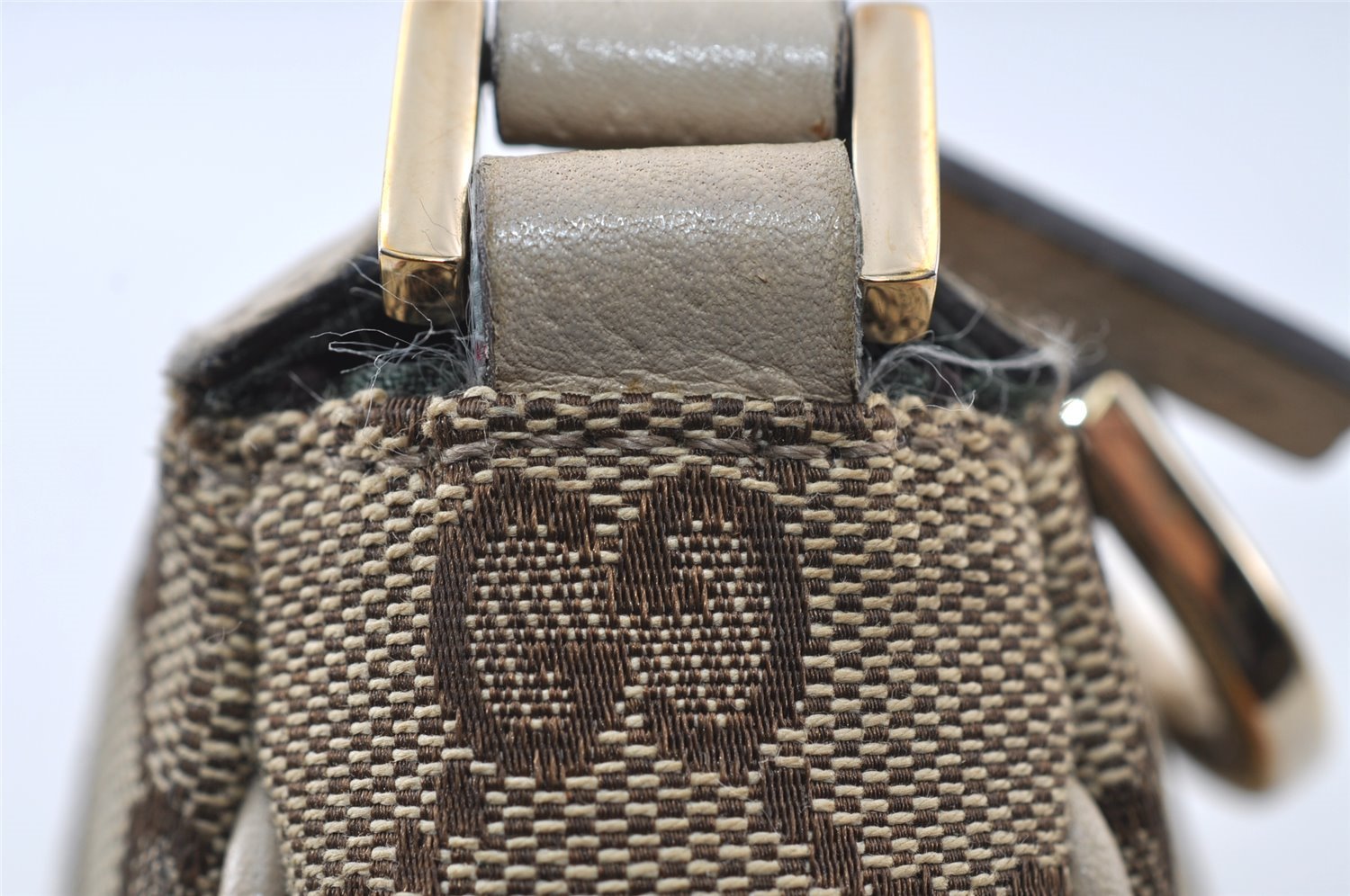 Authentic GUCCI Abbey Shoulder Hand Bag GG Canvas Leather 145750 Brown 8147I