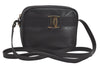 Authentic Salvatore Ferragamo Vara Shoulder Cross Body Bag Leather Black 8148I