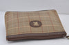 Authentic Burberrys Check Canvas Leather Clutch Hand Bag Purse Khaki Green 8148J